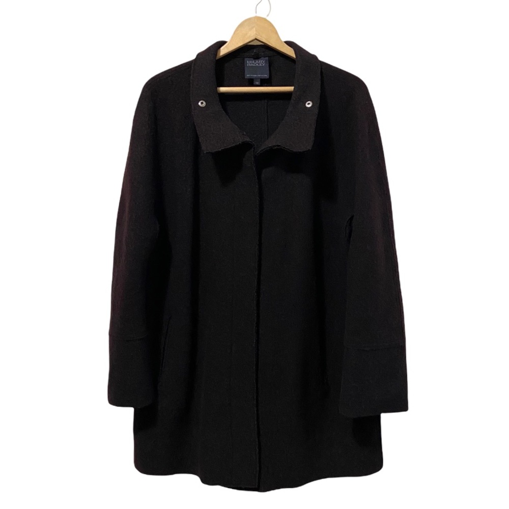 Hilary Radley Women's Size 16 Expresso Brown Wool Button Up Top Coat
